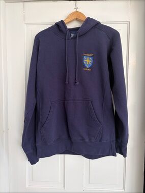 University of Oxford Crest Navy Pullover Hoodie Size Large